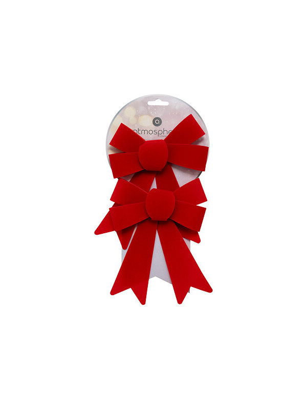 Nœuds décoratifs de Noël en velours rouge x2