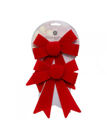 Nœuds décoratifs de Noël en velours rouge x2