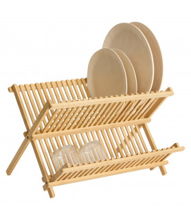 Égouttoir à vaisselle en bambou pliable