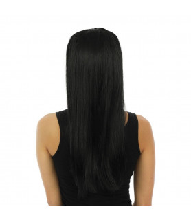 Perruque sorcière noire mèches blanches