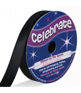 Ruban satin noir 9 mm x 6 m.