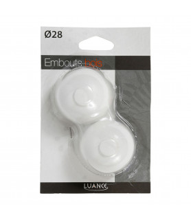 Embouts de tringles Boules bois Blanc 28 mm X2