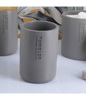 Gobelet de salle de bain polyrésine gris