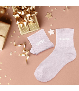 Chaussettes paillettes chaton