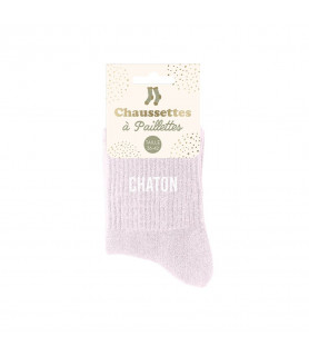 Chaussettes paillettes chaton