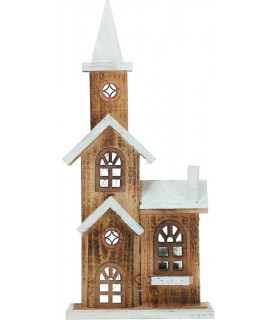 Eglise de Noël en bois lumineuse