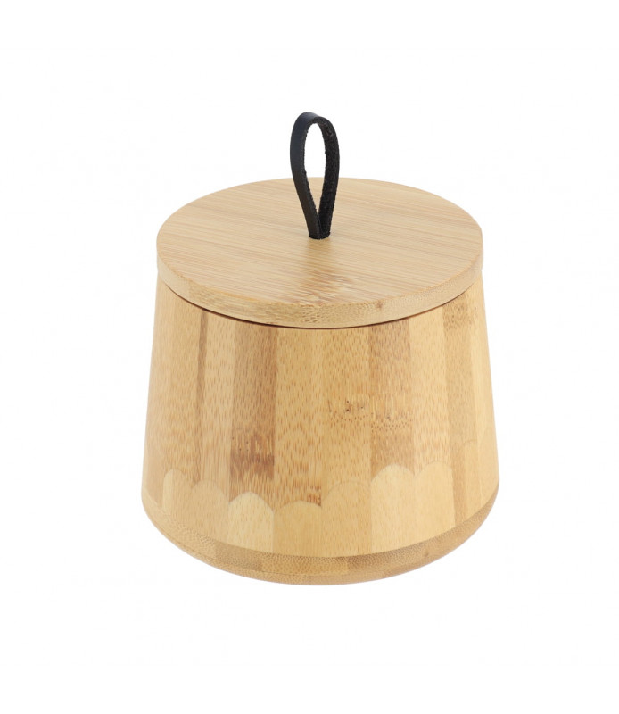Boîte à coton ronde en bambou – Pratique et naturelle