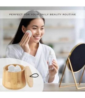 Boîte à coton ronde en bambou – Pratique et naturelle
