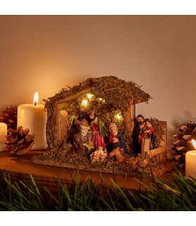 Crèche de Noël à LED avec 7 santons