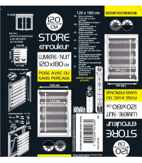 Store enrouleur Jour / Nuit Gris Béton 120x180 CM.