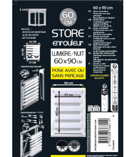 Store enrouleur jour / nuit 60x90 cm. blanc