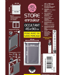Store enrouleur occultant 45X90 cm Gris