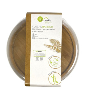 Cloche de protection avec plateau en bambou pour fromage et gâteau