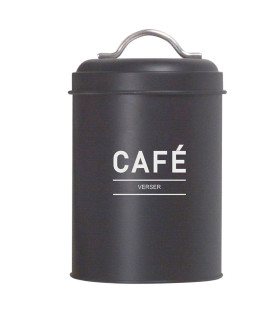 Boîte à café en métal noire mate 900 ml avec couvercle