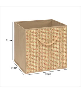 Boîte Cube Rangement Stemy Beige 31x31x31 cm