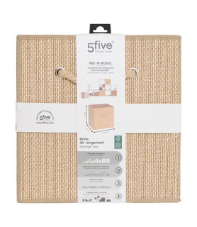 Boîte Cube Rangement Stemy Beige 31x31x31 cm