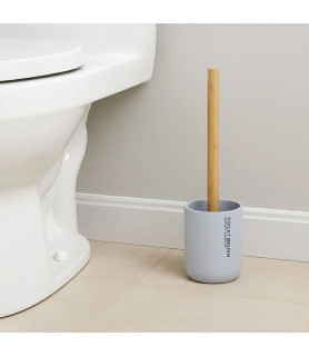 Brosse WC Bleu Clair Polyrésine et Bambou