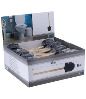 Brosse WC Noire avec Manche en Bambou