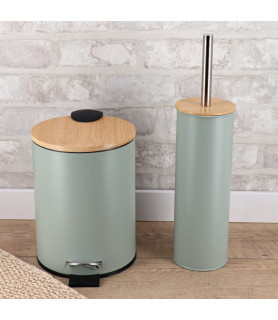 Brosse WC Métal Vert Eucalyptus et Bambou Tendance