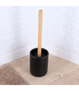 Brosse WC Polyrésine Noire et Bambou Tendance