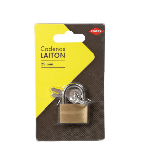 Cadenas Laiton 25 mm avec 2 Clés Sécurité
