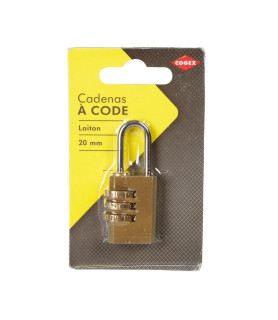 Cadenas à Code Laiton 20 mm 3 Chiffres Reprogrammable
