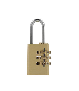 Cadenas à code en laiton 20 mm à 3 rouleaux reprogrammable