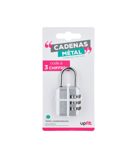 Cadenas à Code 3 Chiffres Métal Chromé Argent