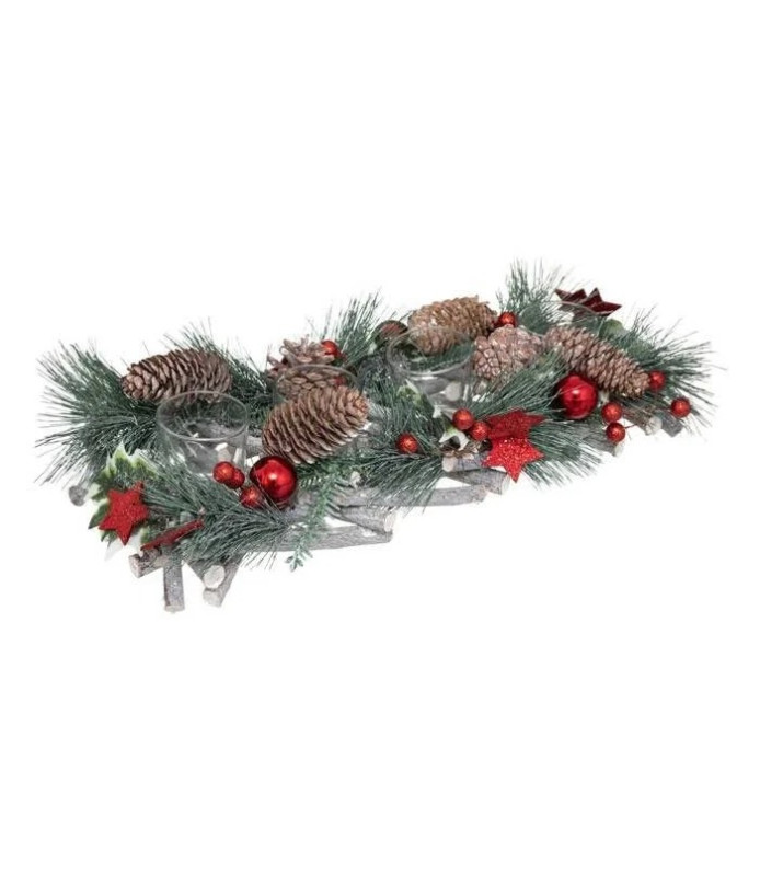 Bougeoir centre de table de Noël 4 photophores en verre