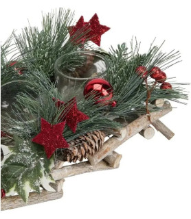 Bougeoir Centre de Table Noël 4 Photophores en Verre