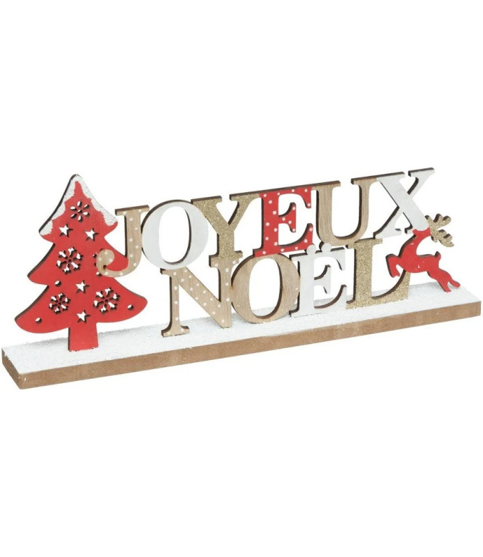 Décoration mot Joyeux noël en bois