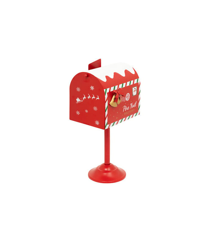 Boîte aux lettres de Noël en métal rouge avec pied, hauteur 32,5 cm, décoration de fêtes
