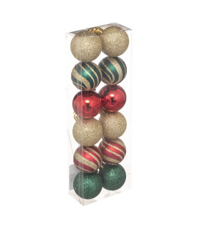Boules de Noël Rouge, vert et or x12