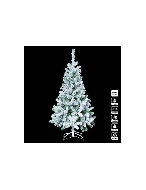 Sapin de Noël artificiel floqué blanc 150 cm.