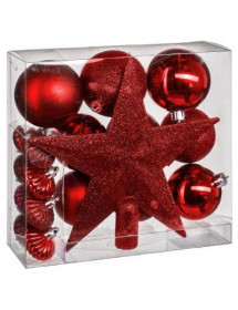 Décoration de sapin boules + cimier rouge