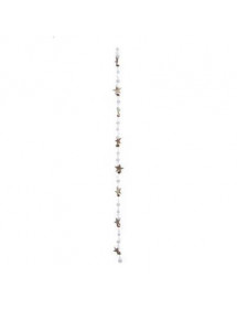 Guirlande de Noël étoiles en bois pommes de pin et boules de neige