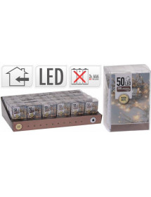 Guirlande lumineuse 50 led blanc chaud à piles