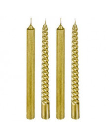 Lot de 4 bougies bâtons pailletées doré