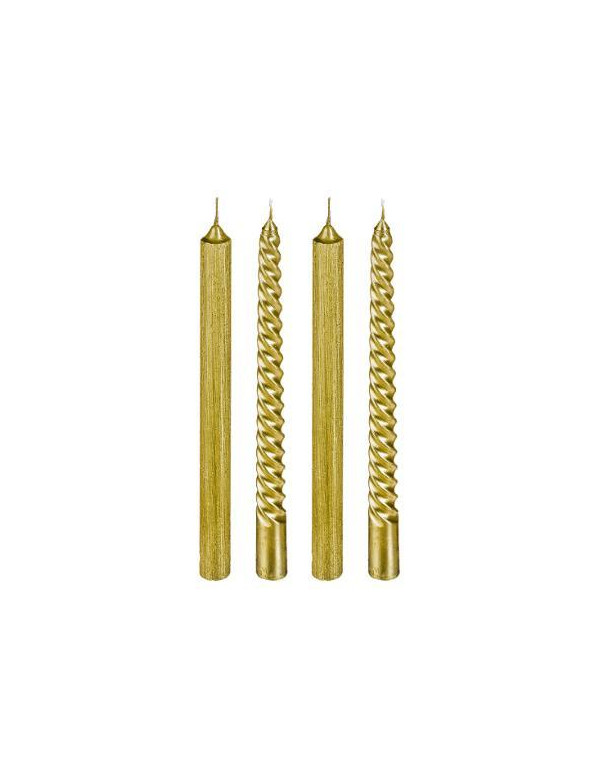 Lot de 4 bougies bâtons pailletées doré Lot de 4 bougies bâtons pailletées doré
