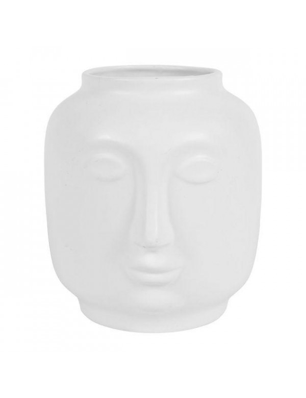Vase Visage En Céramique Blanc