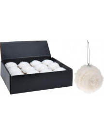 Boule de Noël tout doux blanche 8 cm.