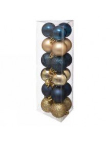 Boules de Noël bleu et or x18