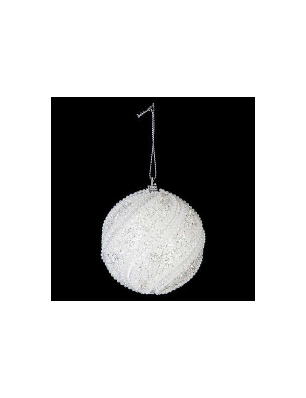 Boule de Noël blanche avec perles pailletées