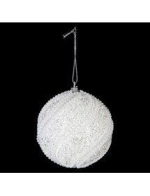 Boule de Noël blanche avec perles pailletées