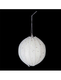 Boule de Noël blanche avec perles pailletées