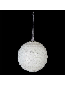 Boule de Noël blanche avec perles pailletées
