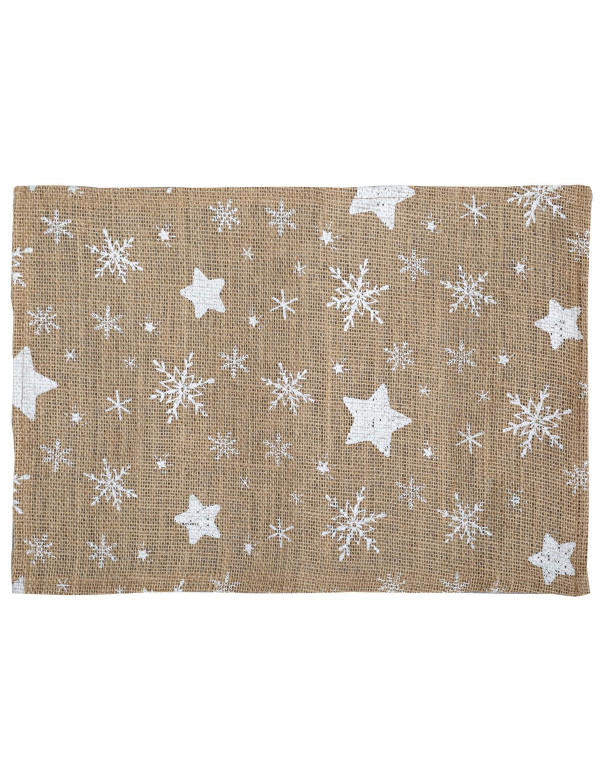 SET DE TABLE JUTE AVEC ETOILES BLANCHES