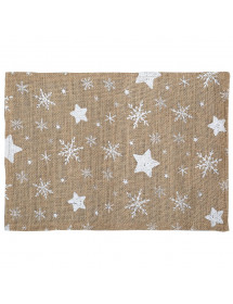 SET DE TABLE JUTE AVEC ETOILES BLANCHES