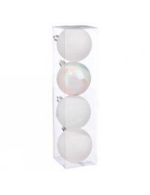 Boules de Noël blanches 80 mm x4