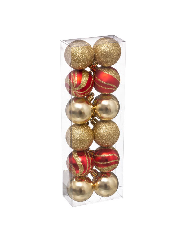Boules de Noël rouge et or x12